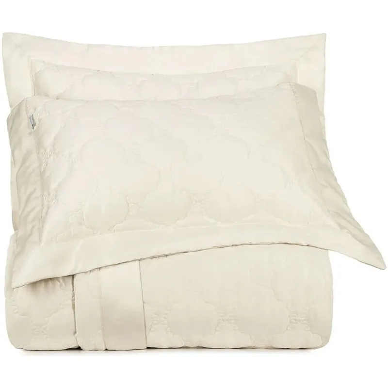 Kit Colcha Casal 3 Pçs Bordados Em Cetim 300 Fios Ornament 100% Algodão 230x260cm Altenburg Bege Butter - Altenburg