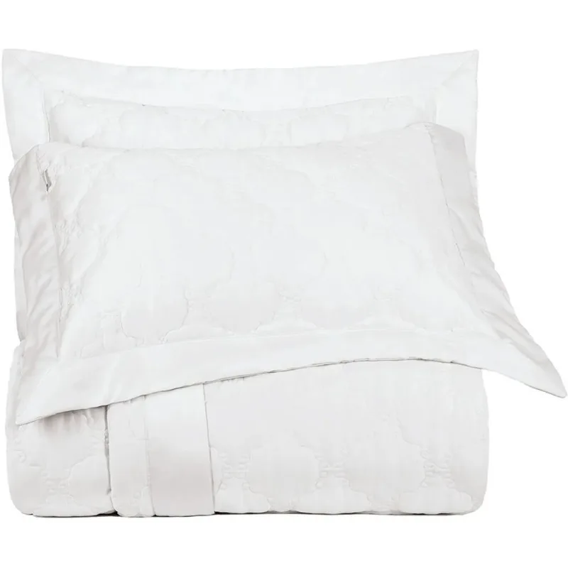 Kit Colcha3 Pçs Casal Altenburg Cetim 300 Fios Heritage 100% Algodão 230x260cm Branco - Altenburg