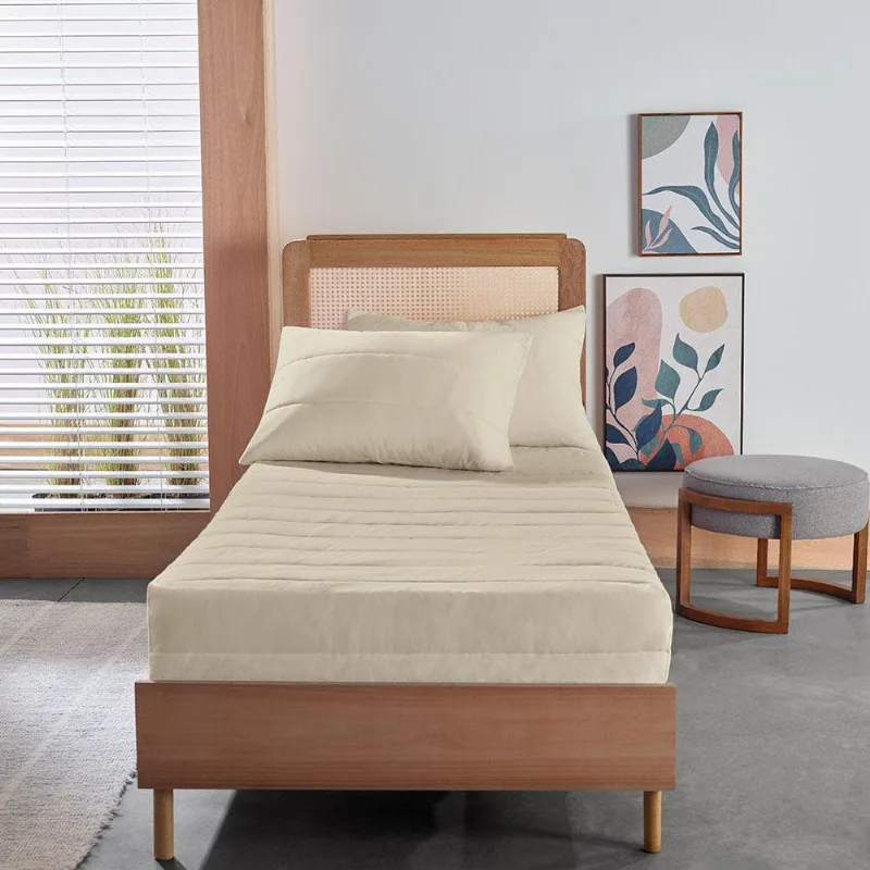Colcha Slip Solteiro Altenburg Malha Fio Penteado 100% Algodão Bege - Altenburg