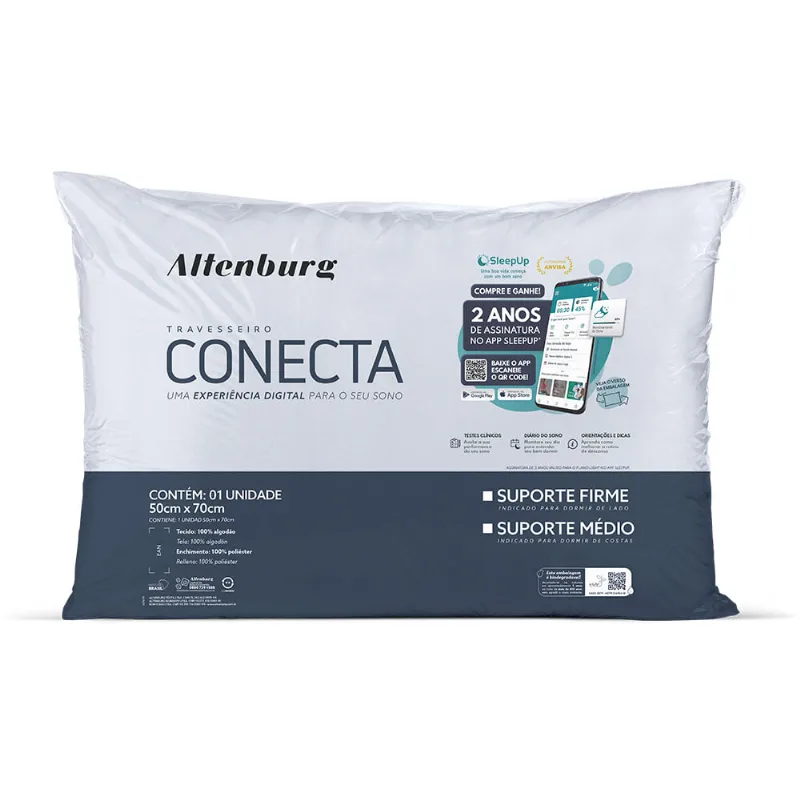 Travesseiro Altenburg Conecta Suporte Médio 50cm x 70cm - Altenburg