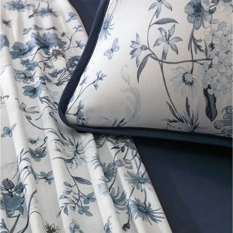 Jogo Cama King 4 Pcs Algodão Malha Fio Penteado Altenburg Porcelana