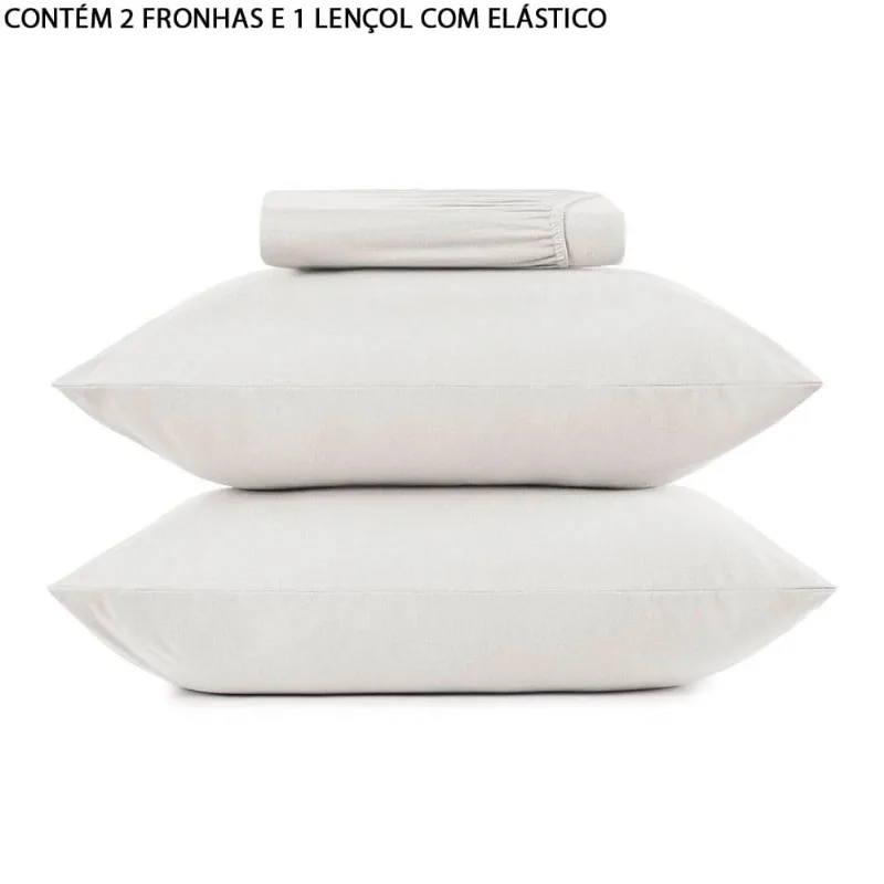 Jogo De Cama Casal Altenburg Em Malha 3 Peças Simples Branco (MP) - Altenburg