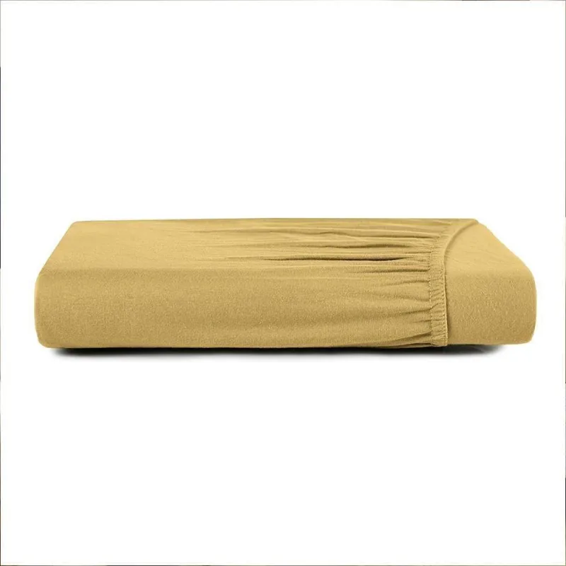 Lençol Com Elástico Solteiro Altenburg Malha Fio Penteado Amarelo Mostarda - Altenburg - Cama, Mesa E Banho