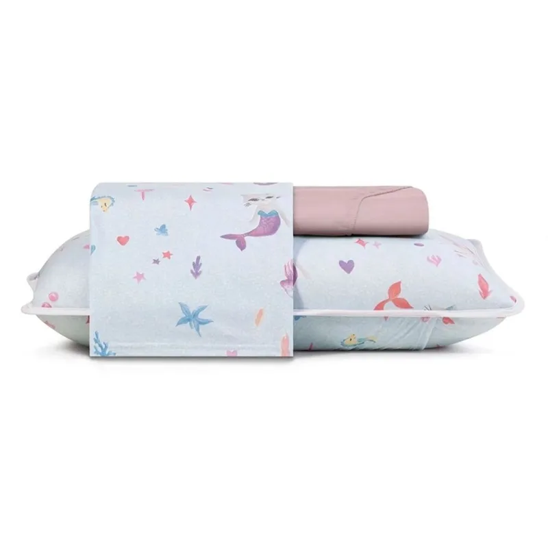 Jogo Cama Casal 4Pcs Mundo Kids Malha Algodão Altenburg Mar Magia