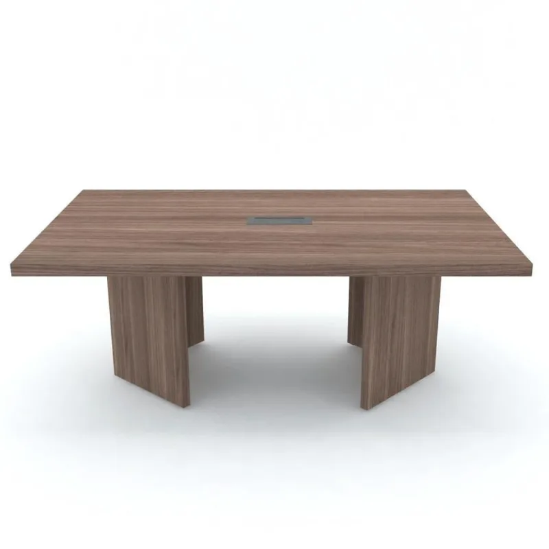 Mesa De Reunião Com Caixa De Tomada Retangular 200 X 120 Cm Pé Painel Pe50 Em Mdp Walnut - Não Disponível - Móveis
