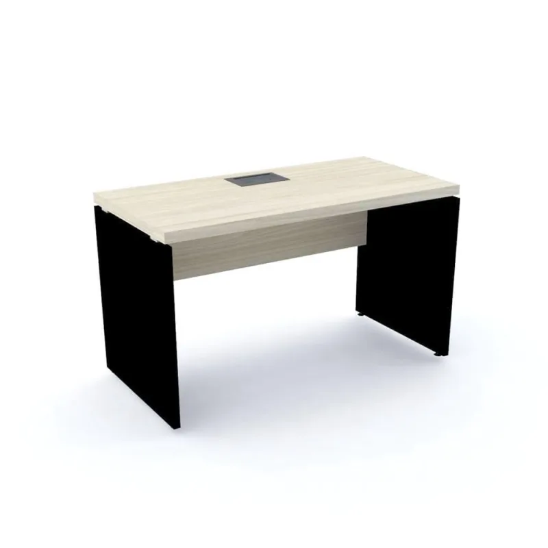 Mesa De Escritório Com Caixa De Tomada Pe40 Em Mdp 120 X 60 Cm Nogueira Casablanca Base Preta - Não Disponível - Móveis