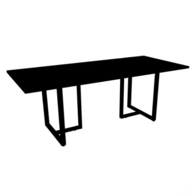 Mesa De Reunião Com Caixa De Tomada Retangular 260 X 120 Cm Pé Tubular Pe25 Mdp Preta Base Preta - Não Disponível