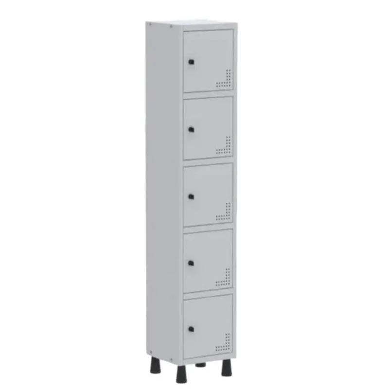 Roupeiro De Aço Light 5 Portas Cinza Tranca Para Cadeado - Pandin