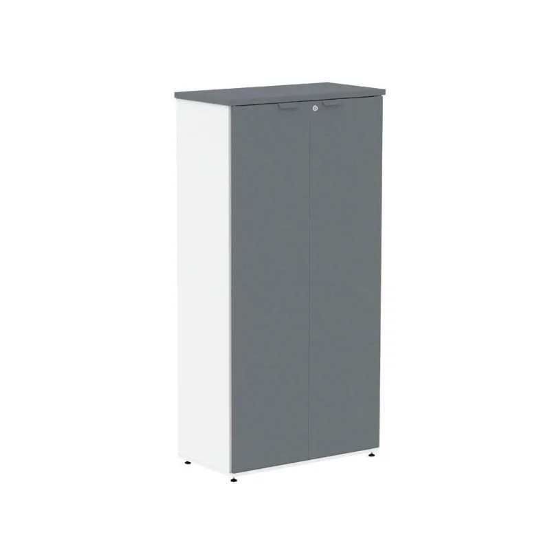 Armário para Escritório P25 2 Portas Pivotantes 3 Prateleiras MDP BP 79CM Branco e Grafito Pandin