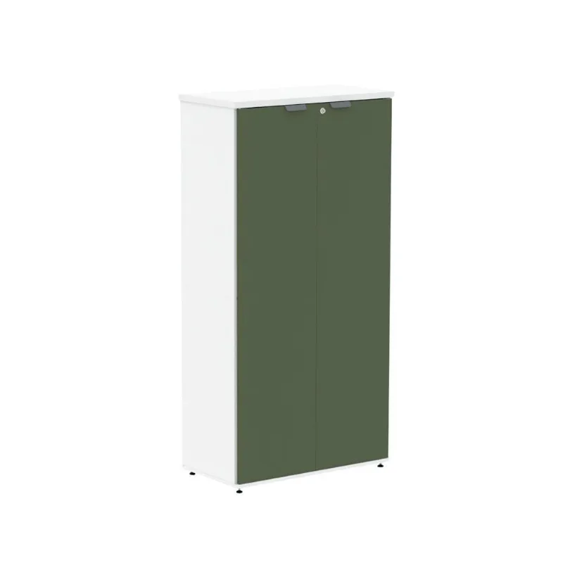 Armário para Escritório P25 2 Portas Pivotantes 3 Prateleiras MDP BP 79CM Branco e Sálvia Pandin