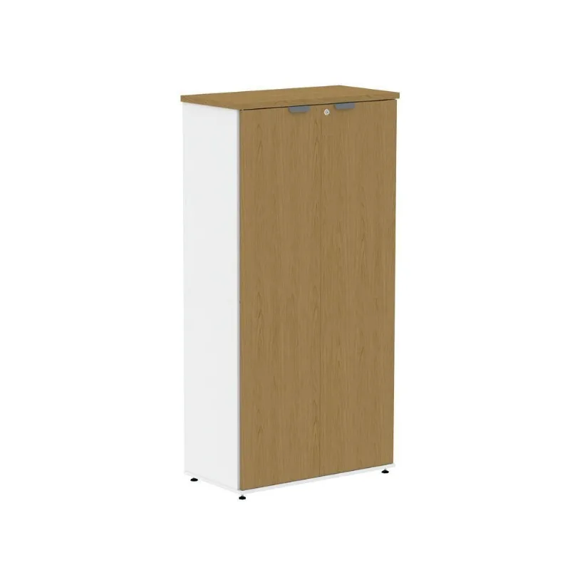 Armário Alto para Escritório Samba 2 Portas 3 Prateleiras MDP 79CM Branco Pandin Móveis