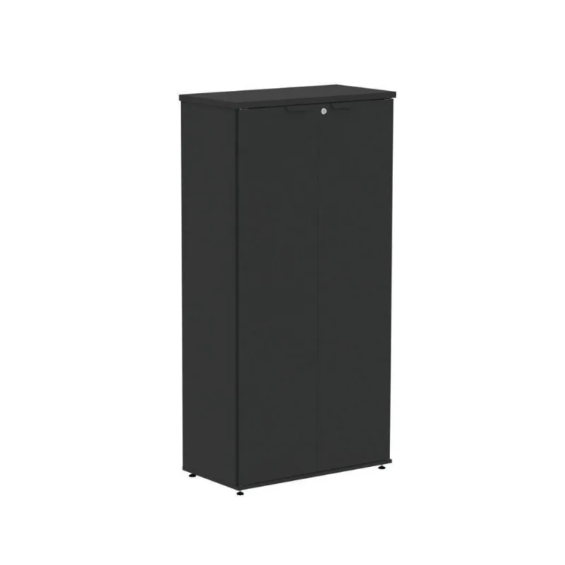Armário para Escritório P25 com 2 Portas 3 Prateleiras MDP 79CM Preto Pandin Móveis