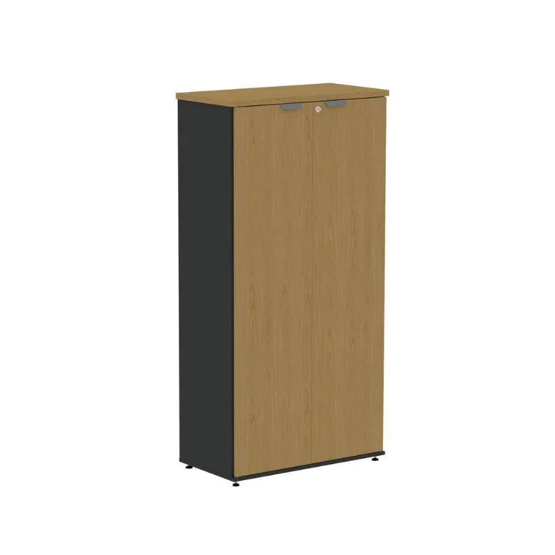Armário para Escritório Samba 2 Portas Pivotantes 3 Prateleiras MDP 79CM Preto Pandin Móveis