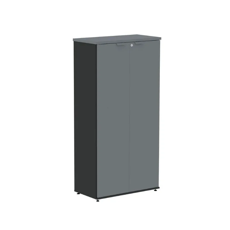 Armário para Escritório P25 2 Portas Pivotantes 3 Prateleiras MDP BP 79CM Preto Pandin Móveis