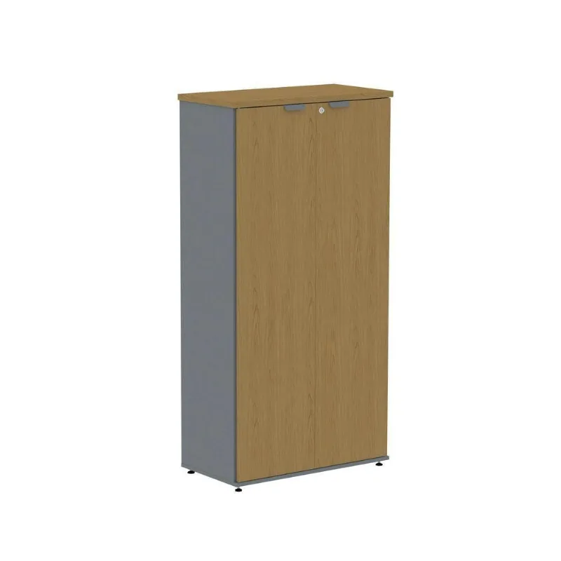 Armário para Escritório P25 2 Portas Pivotantes 3 Prateleiras MDP BP 79CM Grafite Pandin Móveis