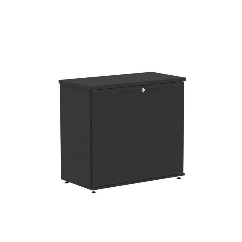 Armário Baixo para Escritório AB700P25 2 Portas 1 Prateleira MDP BP 79CM Preto Pandin Móveis
