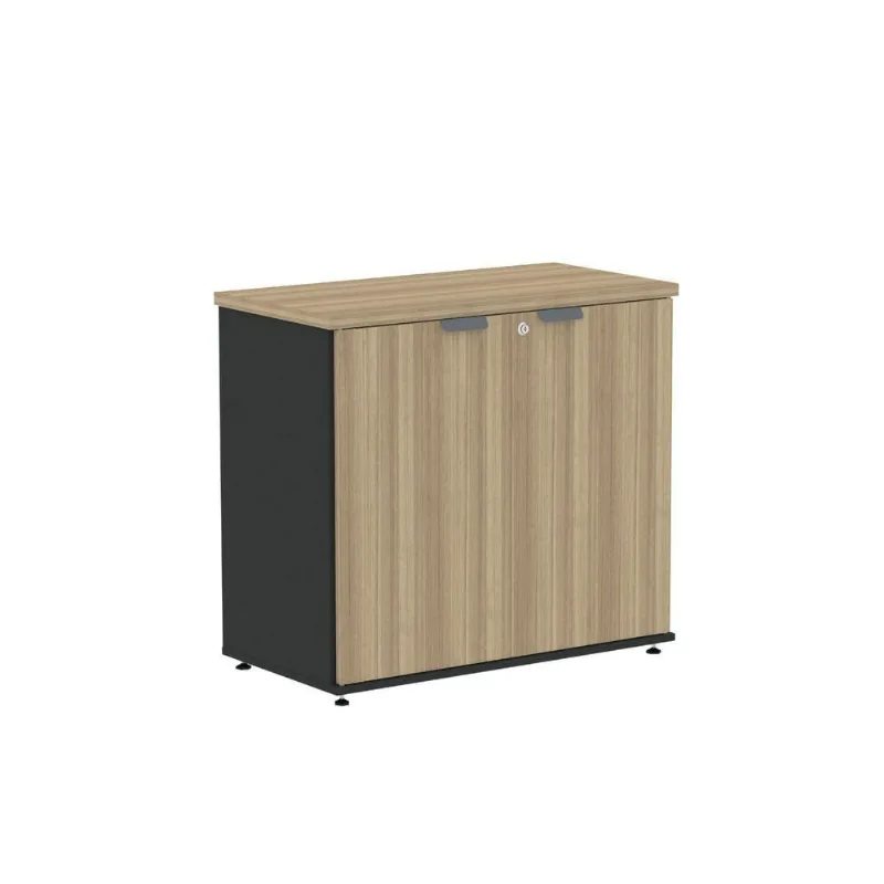 Armário Baixo para Escritório AB700P25 2 Portas 1 Prateleira MDP BP 79CM Preto Pandin Móveis