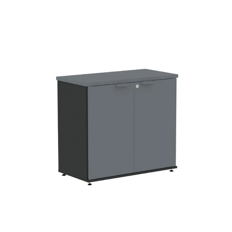 Armário Baixo para Escritório AB700P25 2 Portas 1 Prateleira MDP BP 79,2CM Preto Pandin Móveis