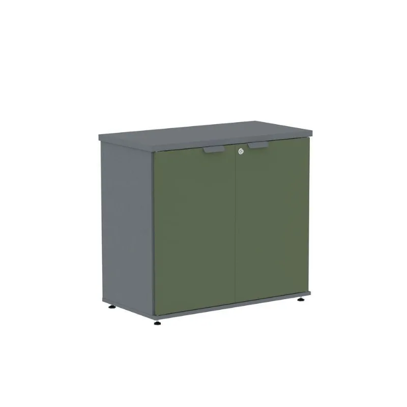 Armário Baixo para Escritório AB700P25 2 Portas 1 Prateleira MDP BP 79CM Grafite Pandin Móveis