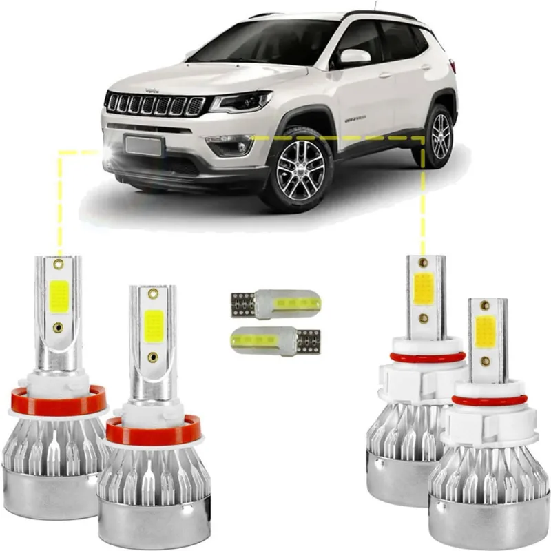 Kit Ultra Led Milha E Drl Compass 2017/21 20000Lm Canceller