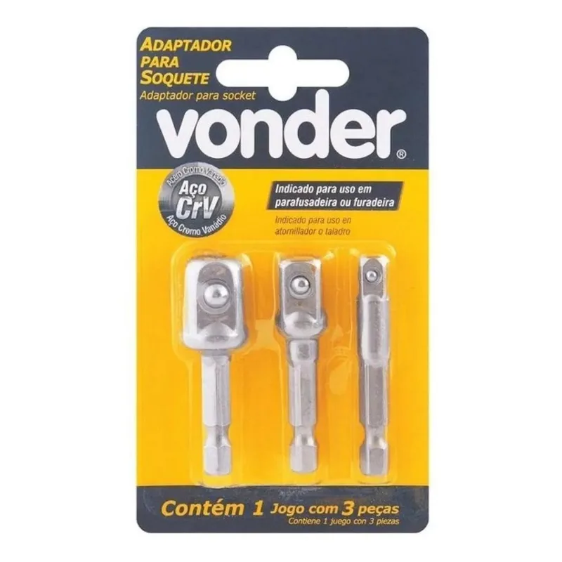 3x Kit Jogo 3 Adaptador Soquete Parafusadeira Pito 1/4 3/8 1