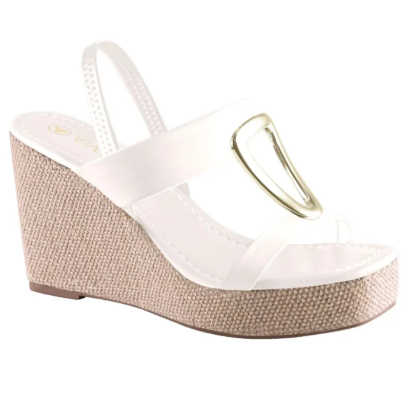 Sandalia Via Uno Anabela Ref 608033sdavv Branco 039