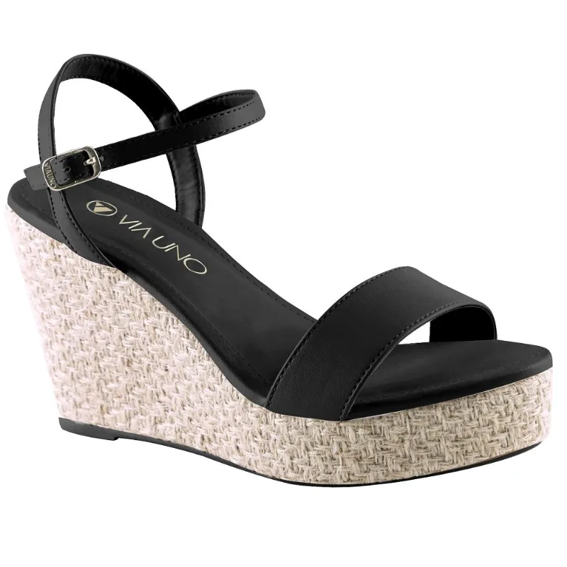 Sandalia Via Uno Anabela Ref 330084sdavv Preto 038