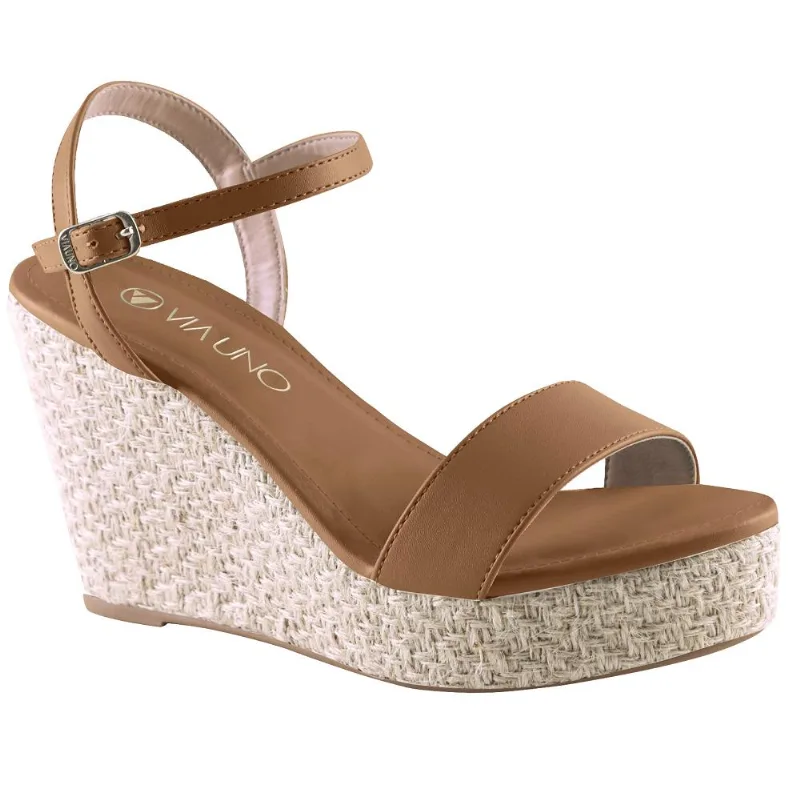 Sandalia Via Uno Anabela Ref 330084sdavv Bege 039