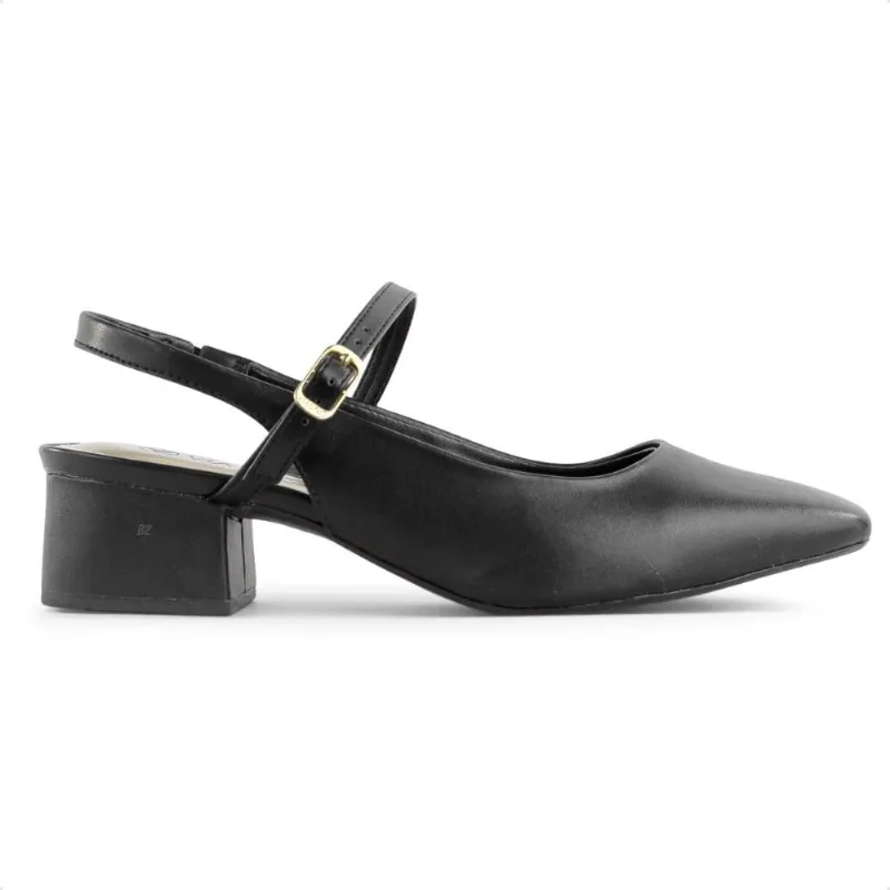 Sapato Via Uno Slingback Salto Bloco Feminino