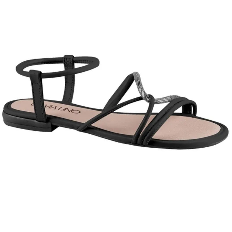Sandalia Via Uno Rasteirinha Ref 859002slavv Preto /mest Preto 035