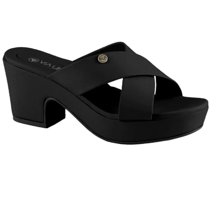Sandalia Via Uno Salto Baixo Quadrado Ref 821025siavv Preto 037