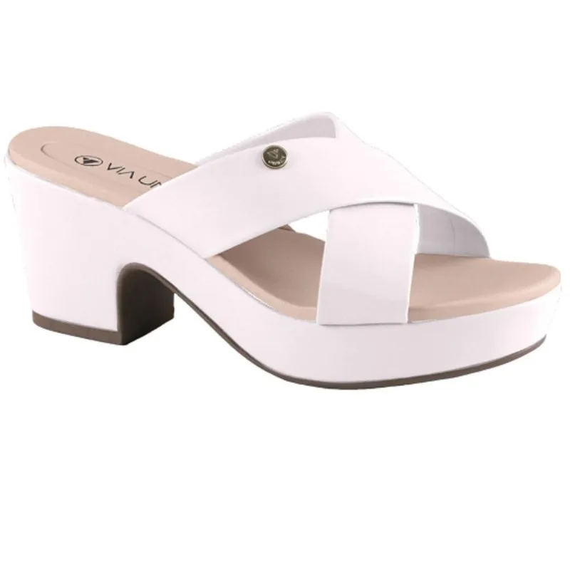 Sandalia Via Uno Salto Baixo Quadrado Ref 821025siavv Branco Off 038
