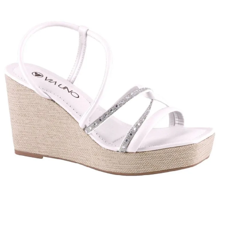 Sandalia Via Uno Plataforma Tiras Brilho Ref 608045ssavv Branco Off/branco Off 040