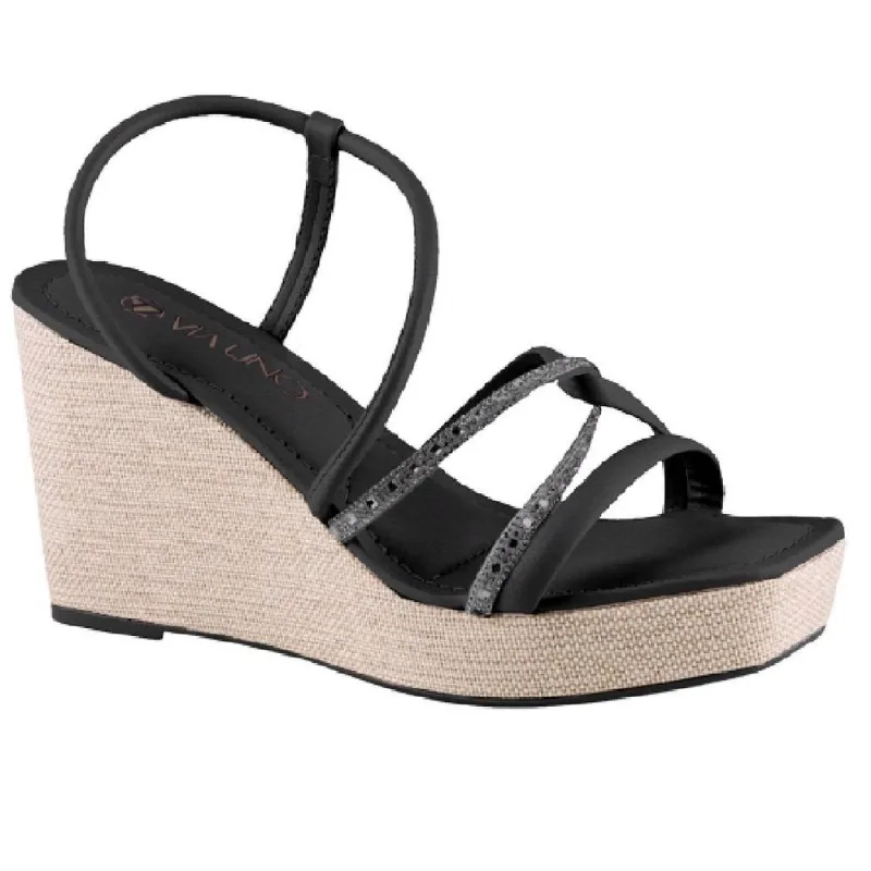 Sandalia Via Uno Plataforma Tiras Brilho Ref 608045ssavv Preto/onix/preto 040