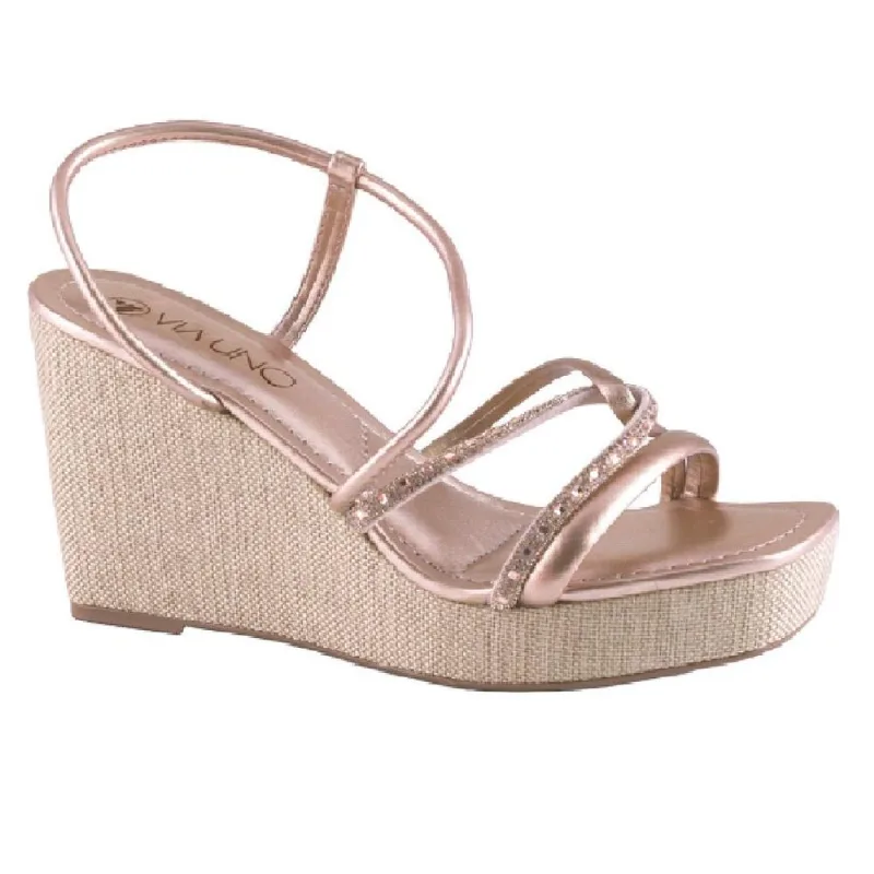 Sandalia Via Uno Plataforma Tiras Brilho Ref 608045ssavv Cobre/rose/rose 034
