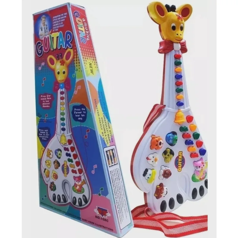 Guitarra Musical Infantil Girafa 26 Teclas Sons E 10 Músicas