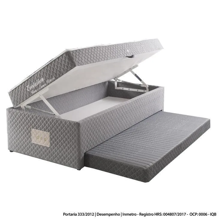 Cama Box Baú Conjugada Solteiro Herval Evolution com Cama Auxiliar, Molas Bonnel, 63 x 88 x 188 cm - Não Disponível - Móveis
