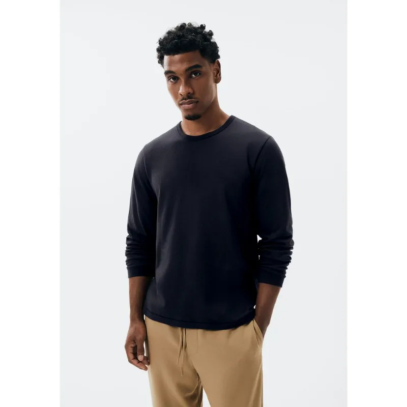 Camiseta Básica Masculina Manga Longa Slim - Preto G