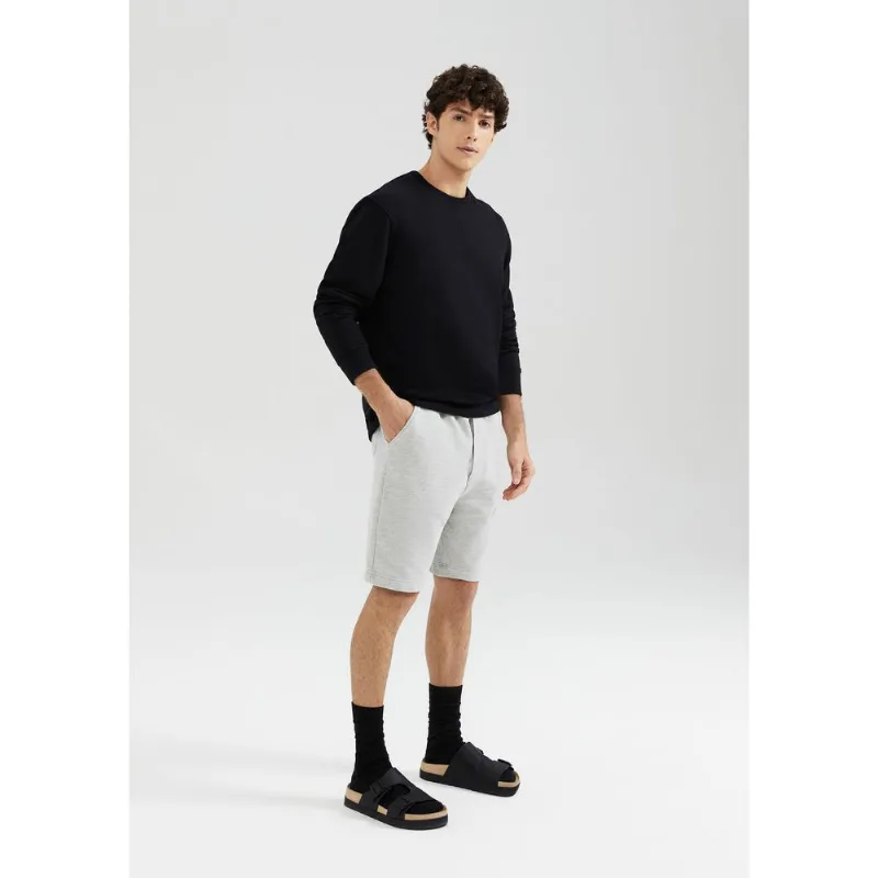 Bermuda Básica Masculina Reta Em Moletom - Cinza XXG