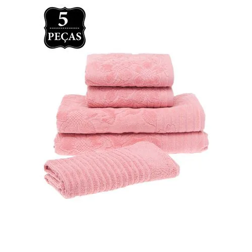 Jg.toalhas Buddemeyer 5pcs Cerejeira Cor 1336 - BUDDEMEYER - Higiene E Beleza