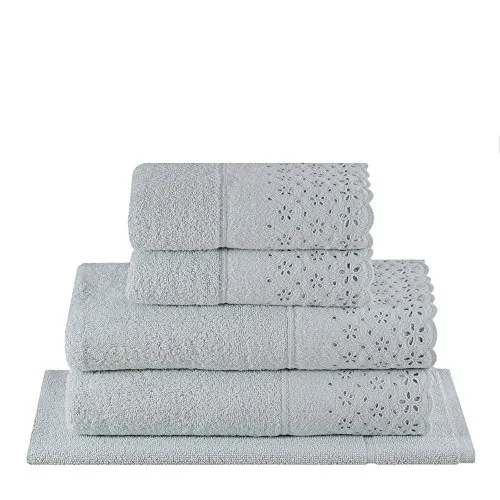 Jg.toalhas Buddemeyer 5pcs C/aplic.crystal Kaki - BUDDEMEYER S/A - Higiene E Beleza