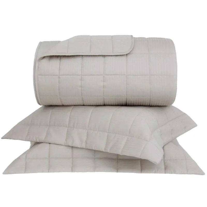 Kit Colcha Buddemeyer Damask Stripes King Size Cetim Percal 300 Fios 100% Algodão Fio Penteado