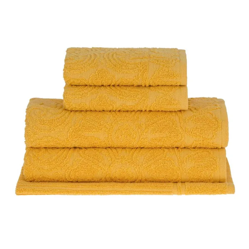 Jogo de Toalhas de Banho,Rosto e Piso Buddemeyer Florentina 100% algodão 5 Peças Amarelo - BUDDEMEYER