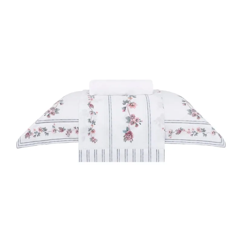 Jogo de Cama Solteiro Percal 180 Fios Buddemeyer Agatha 100% Algodão Penteado Estampado 3 peças