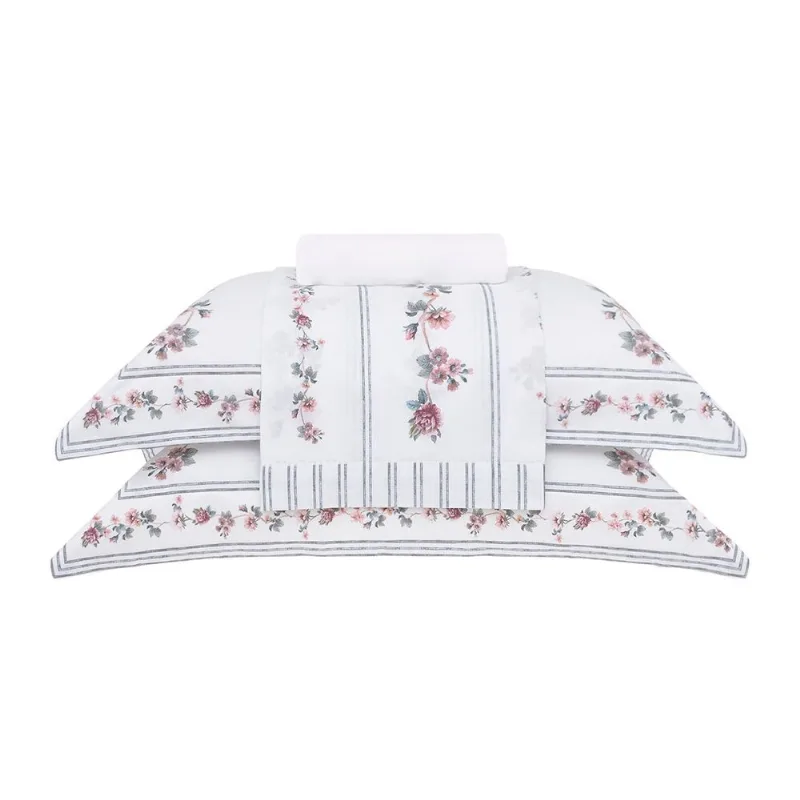 Jogo de Cama Casal Percal 180 Fios Buddemeyer Agatha 100% Algodão Penteado Estampado 4 peças - BUDDEMEYER