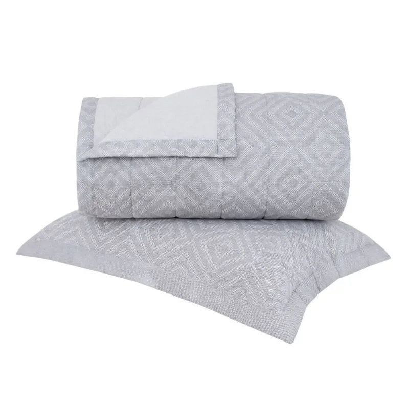 Kit Colcha Solteiro Percal 180 Fios Buddemeyer Boston 100% Algodão Penteado Dupla Face Estampado 2 peças