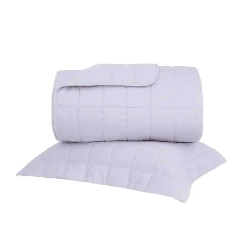 Kit Colcha Solteiro Cetim 300 Fios Buddemeyer Damask Stripes 100% Algodão Penteado 2 peças