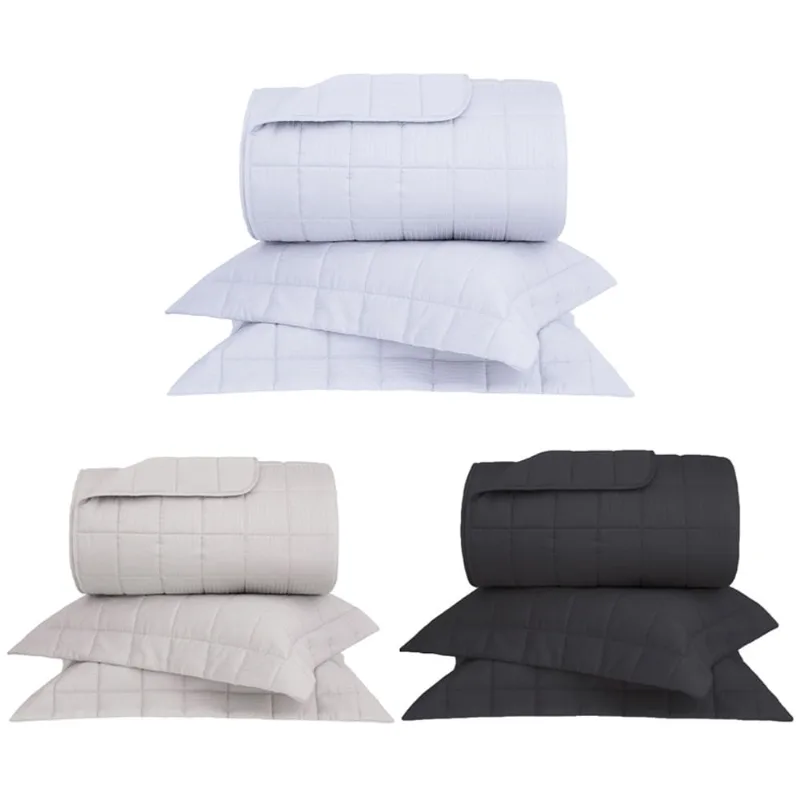Kit Colcha King Cetim 300 Fios Buddemeyer Damask Stripes 100% Algodão Penteado 3 peças
