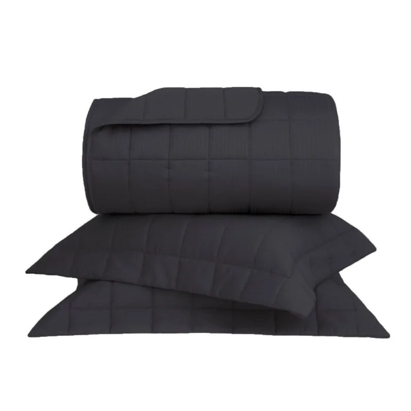 Kit Colcha Queen Cetim 300 Fios Buddemeyer Damask Stripes 100% Algodão Penteado 3 peças - Buddemeyer
