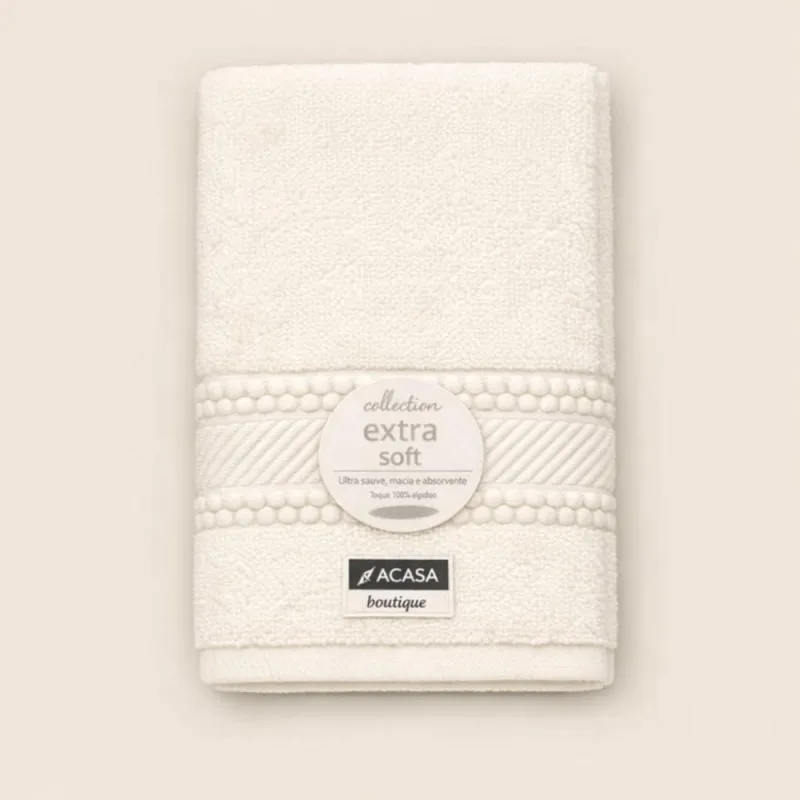 Toalha de Rosto 100% Algodão Amy Off White 48x80cm A\CASA Premium - A\CASA